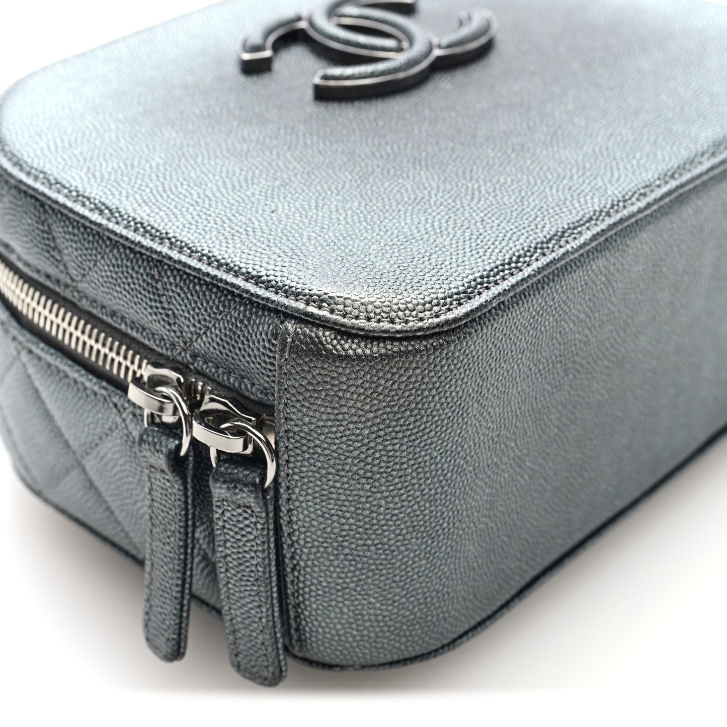 Metallic Caviar Small Coco Curve Vanity Bag Black Ruthenium