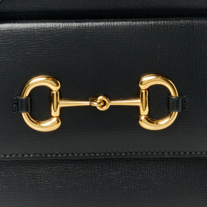 Gucci Textured Calfskin Small Horsebit 1955 Shoulder Bag Black 9 of 11