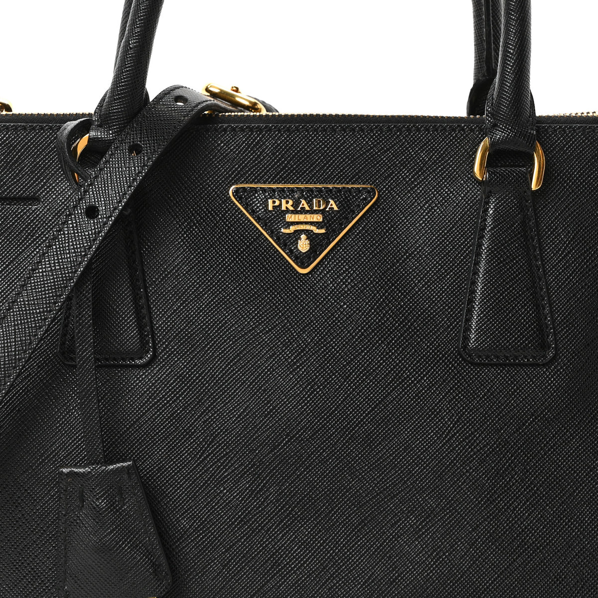 Saffiano Small Galleria Double Zip Tote Black