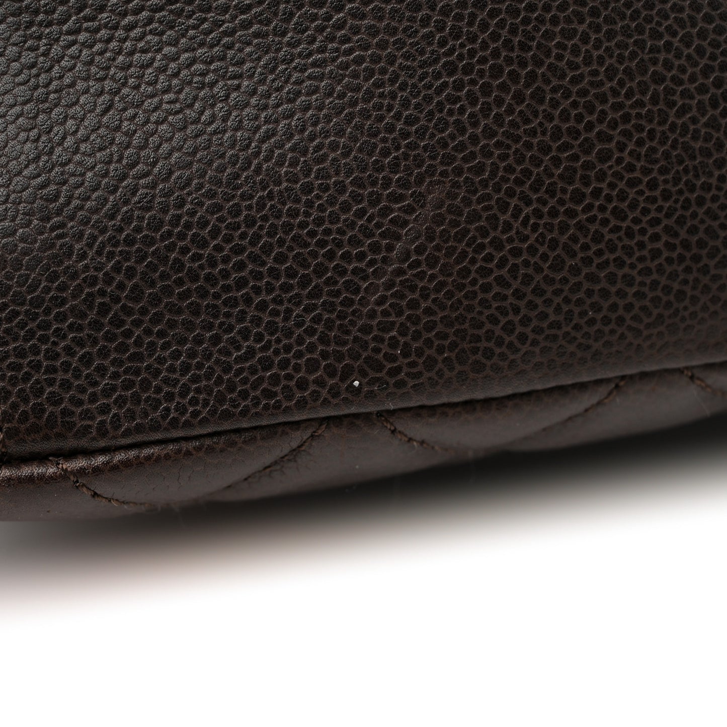 Caviar Quilted Petit Shopping Tote PST Dark Brown Brown