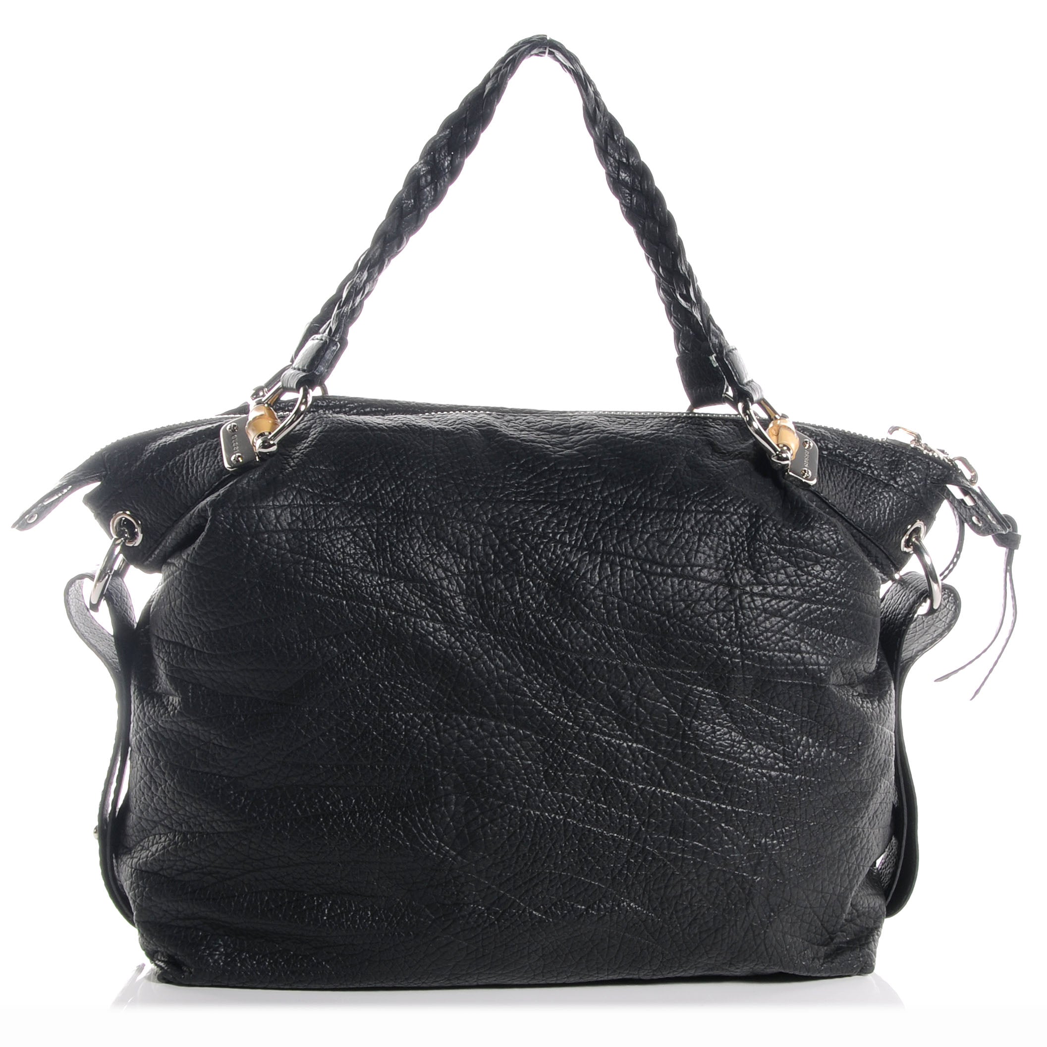Gucci Leather Bamboo Bar Large Shoulder Bag Black 56541 – FASHIONPHILE