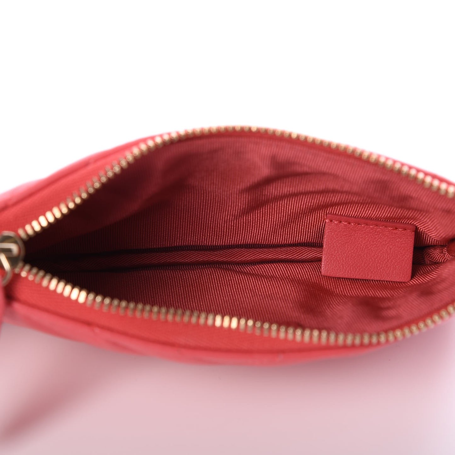 Lambskin Chevron Quilted Small Cosmetic Case Dark Pink