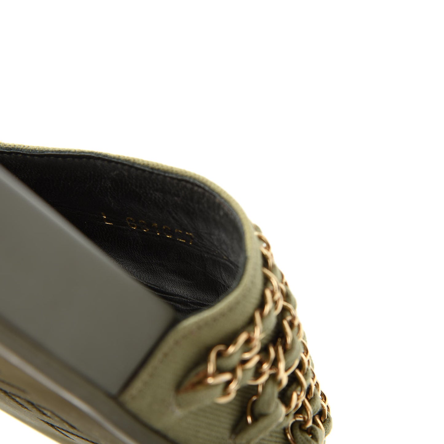 Canvas Chain Flat Sandals 38 Khaki