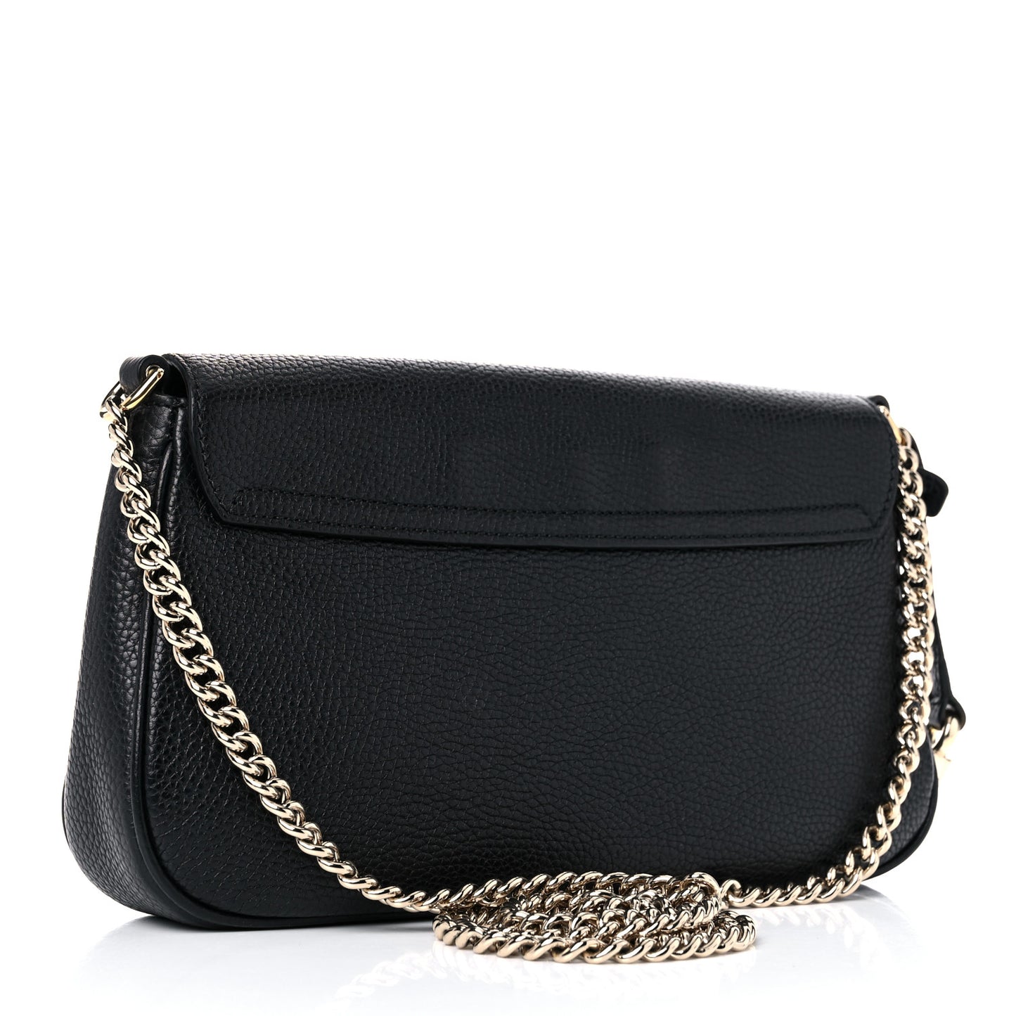 Pebbled Calfskin Medium Soho Flap Crossbody Black