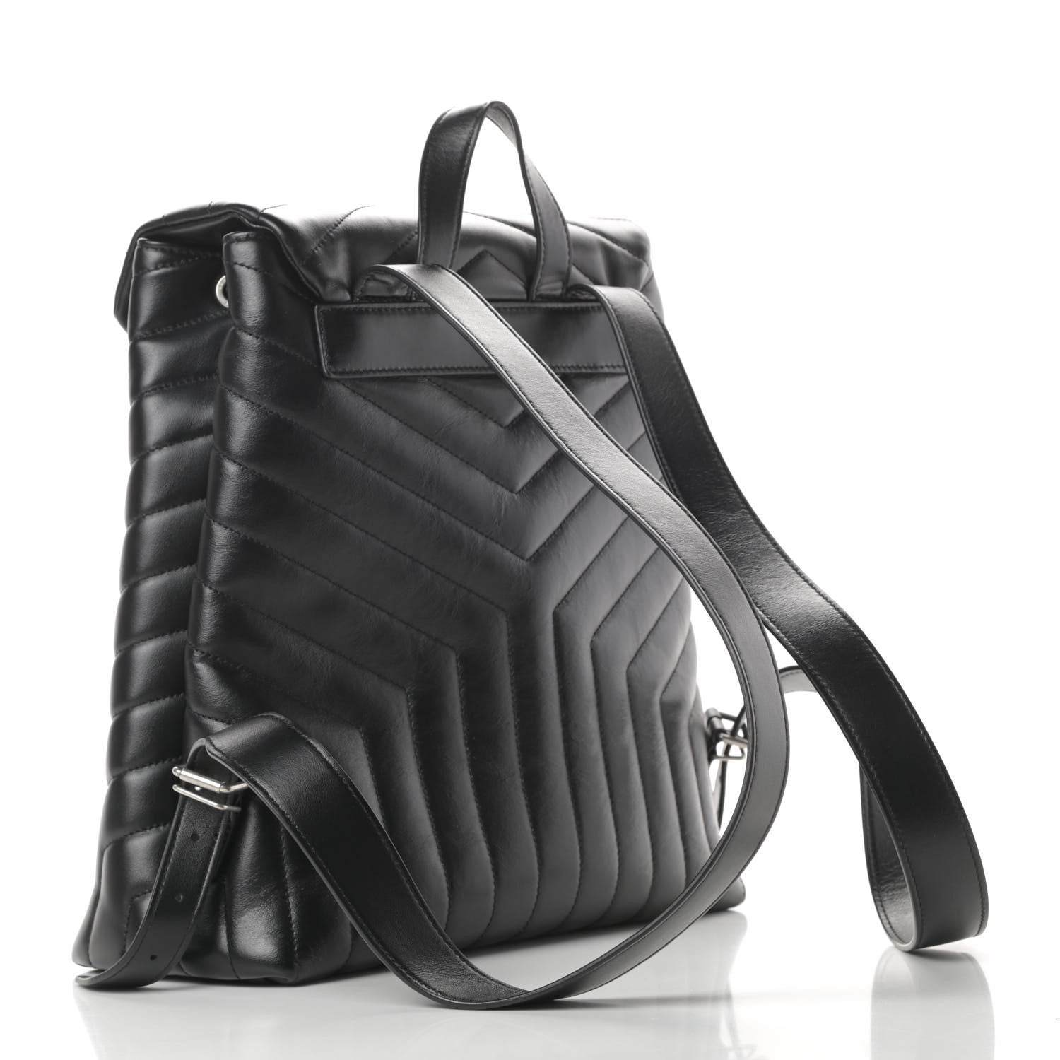 Saint Laurent Calfskin Y Quilted Monogram Medium Loulou Backpack Black 3 of 12