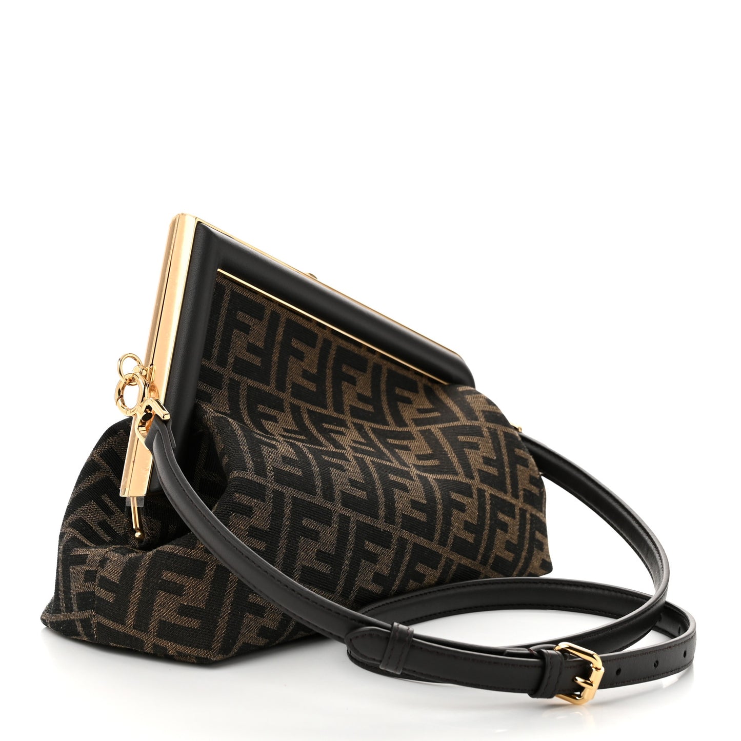 Shiny Nappa Fabric Jacquard FF 1974 Midi Fendi Tobacco Moro Ebano