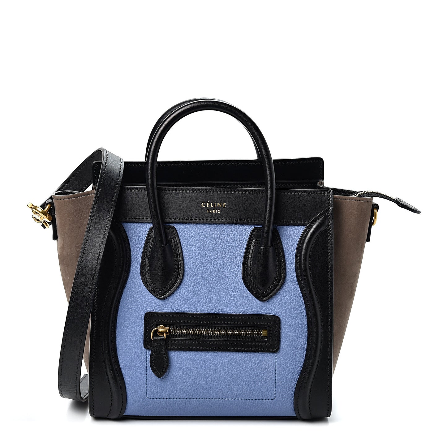 Nubuck Smooth Calfskin Nano Tri-Color Luggage Porcelain