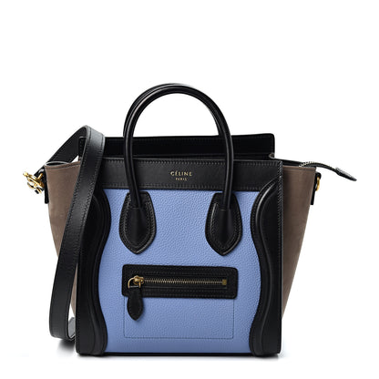 Celine Nubuck Smooth Calfskin Nano Tri-Color Luggage Porcelain 1 of 8