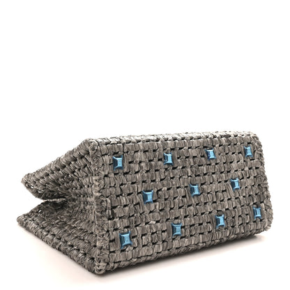 Salvatore Ferragamo Raffia Medium The Studio Box Bag Silver 5 of 10
