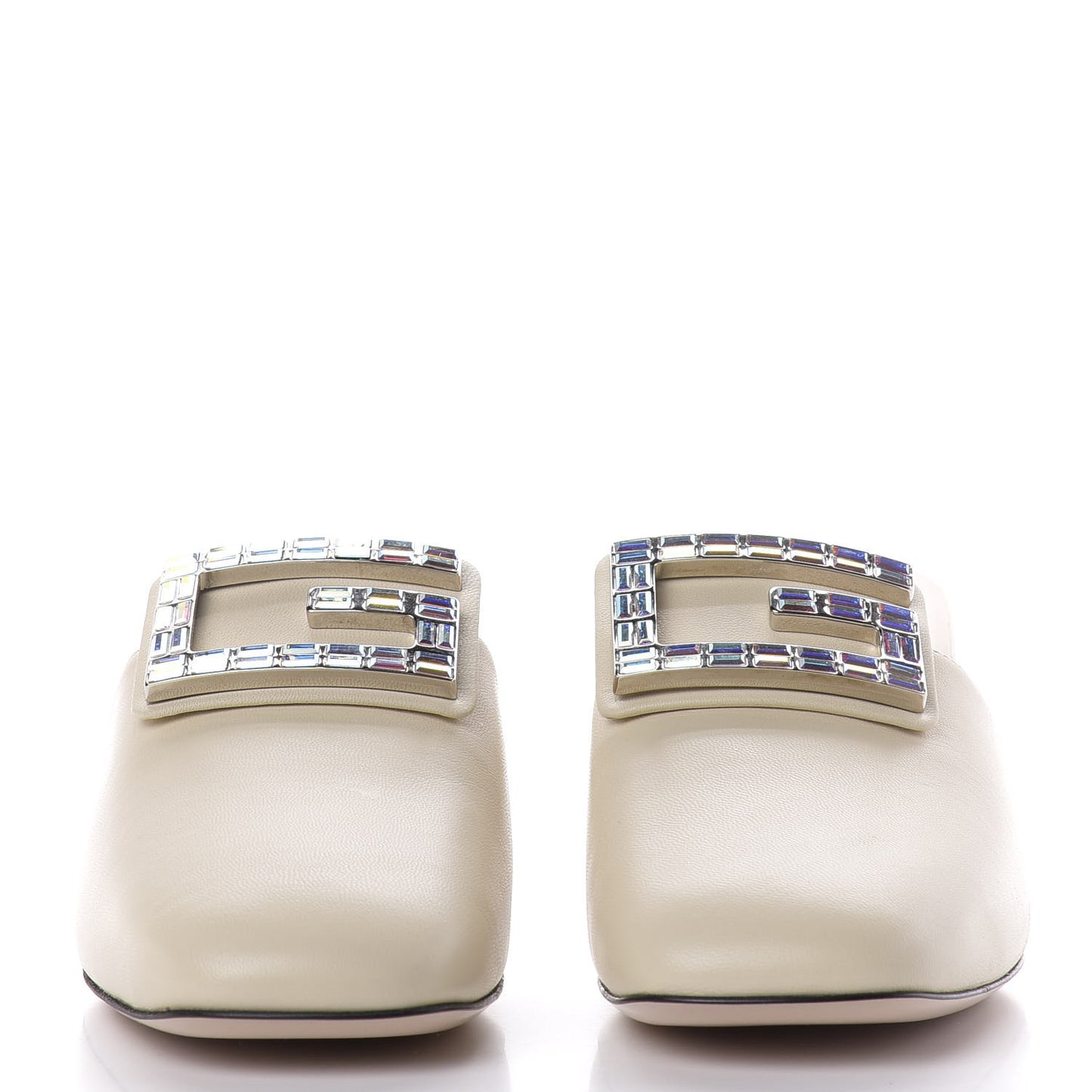Malaga Kid Crystal Square G Madelyn Mules 40 Vintage White