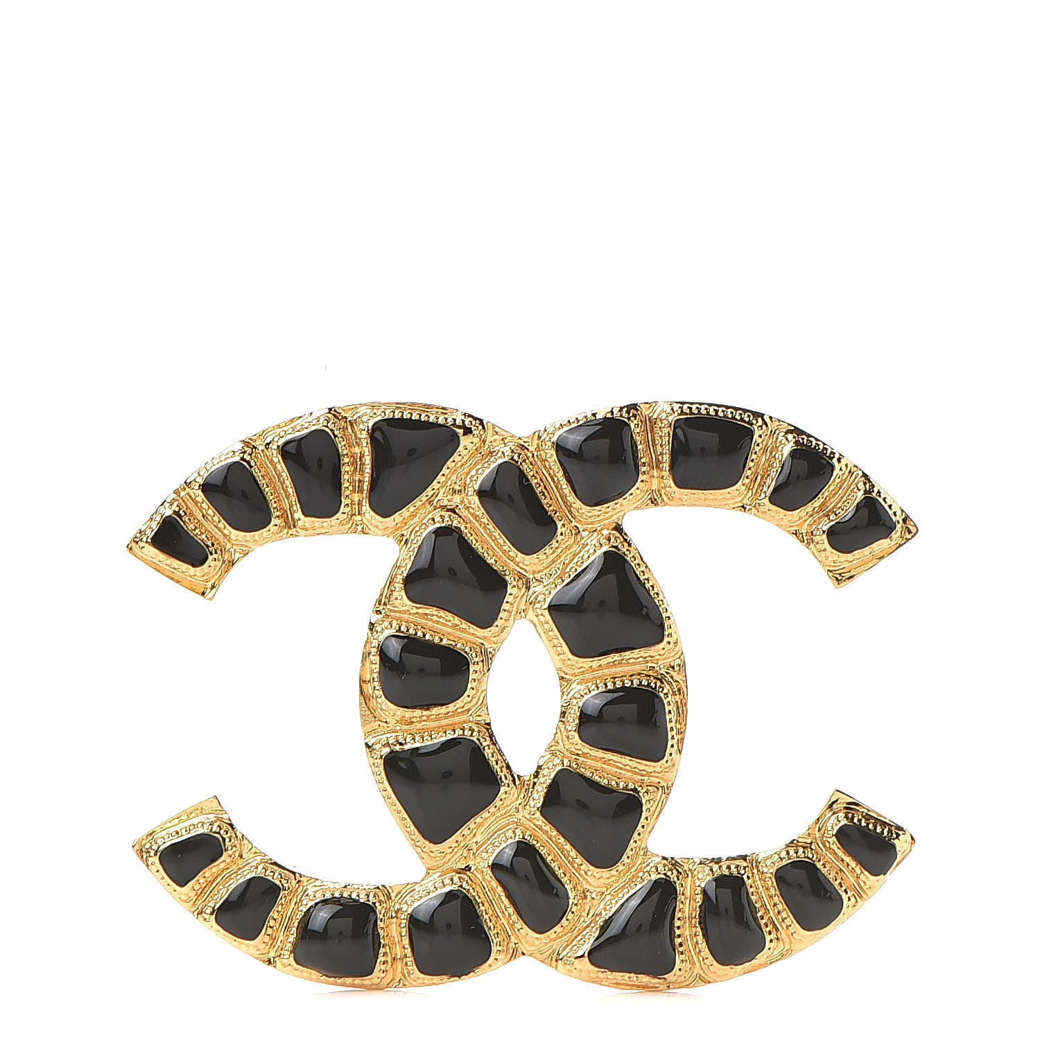 Chanel Gripoix Poured Glass Along The Nile CC Brooch Black Gold 1 of 5