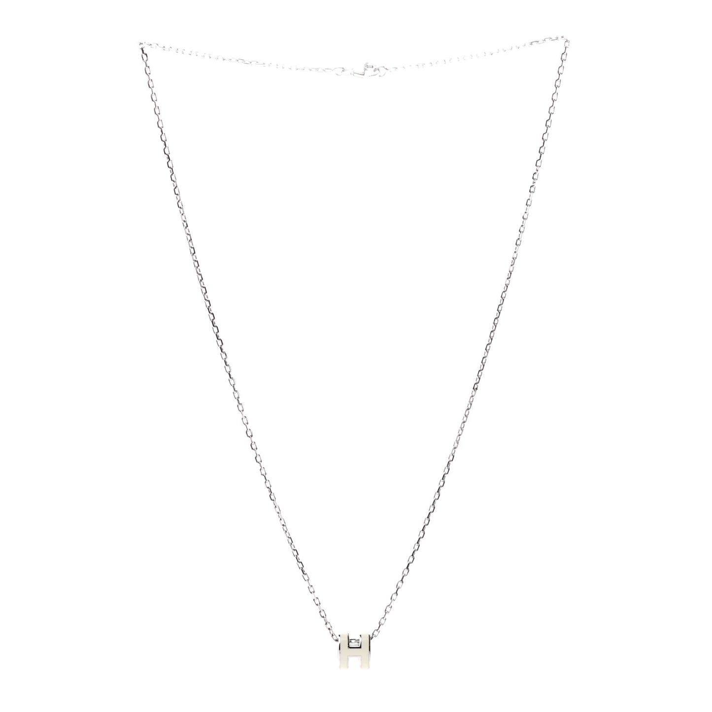 Lacquered Palladium Mini Pop H Pendant Necklace White