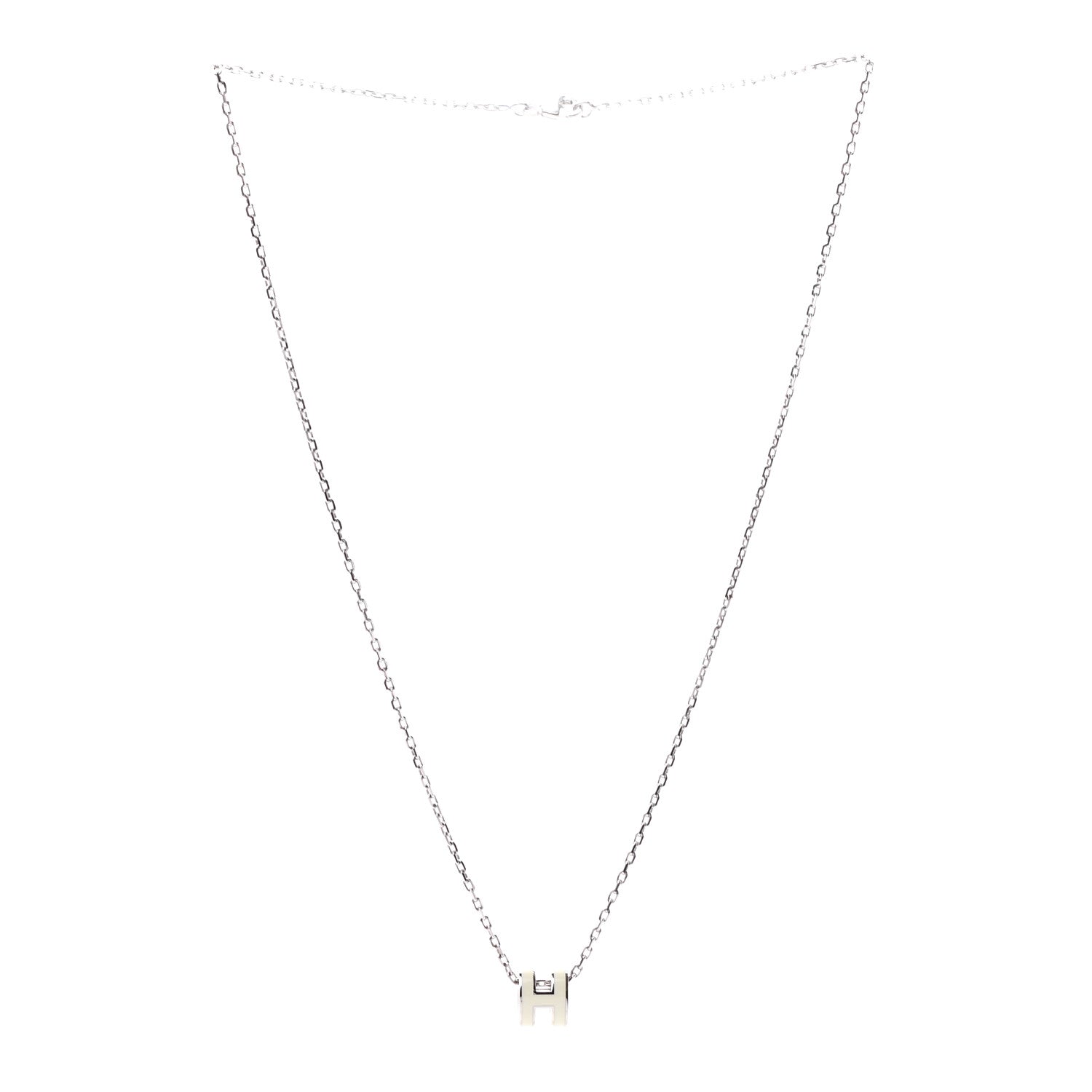 Hermes Lacquered Palladium Mini Pop H Pendant Necklace White 3 of 5
