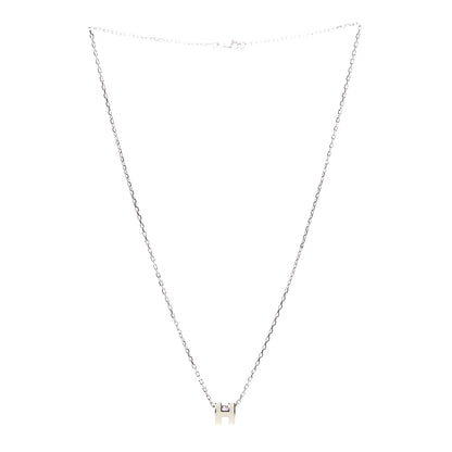Hermes Lacquered Palladium Mini Pop H Pendant Necklace White 3 of 5