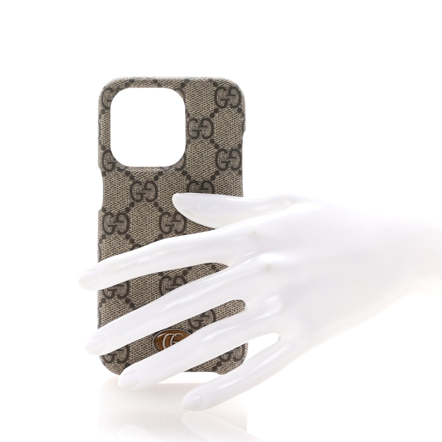 GG Supreme Monogram Ophidia iPhone 14 Pro Phone Case Beige Ebony
