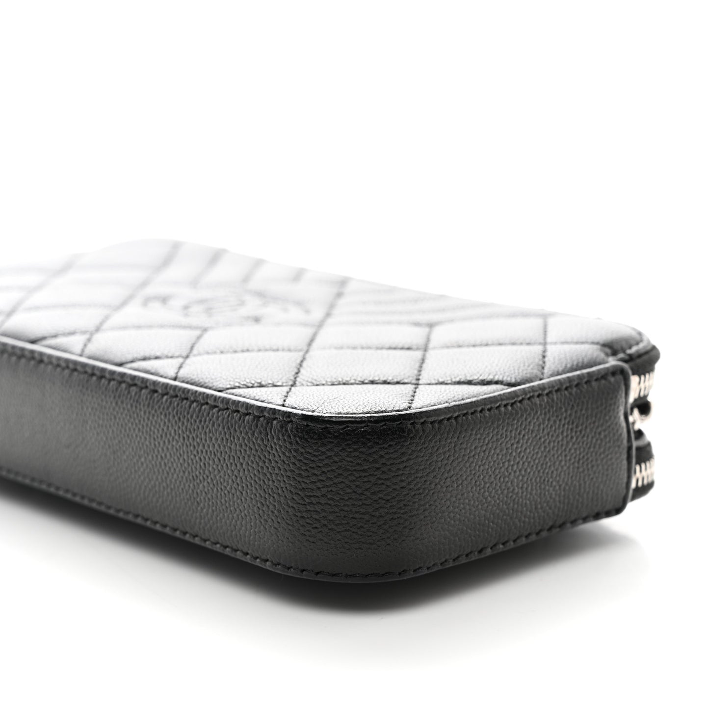 Caviar Quilted Diamond Small CC Duo Clutch With Chain Black
