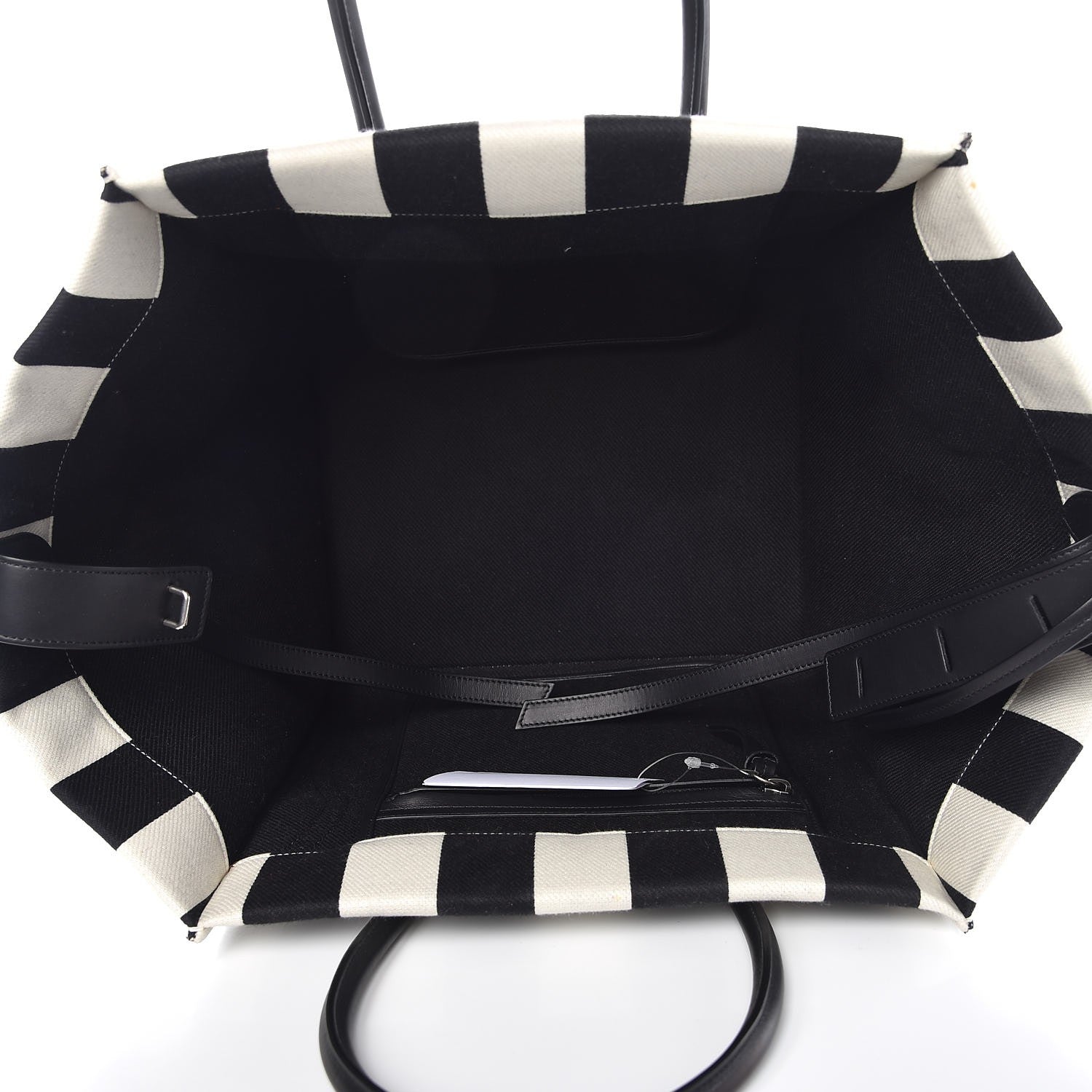Celine Cotton Canvas Striped Medium Phantom Luggage White Black 5 of 13