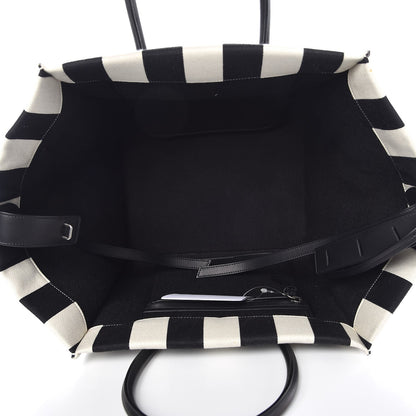 Celine Cotton Canvas Striped Medium Phantom Luggage White Black 5 of 13