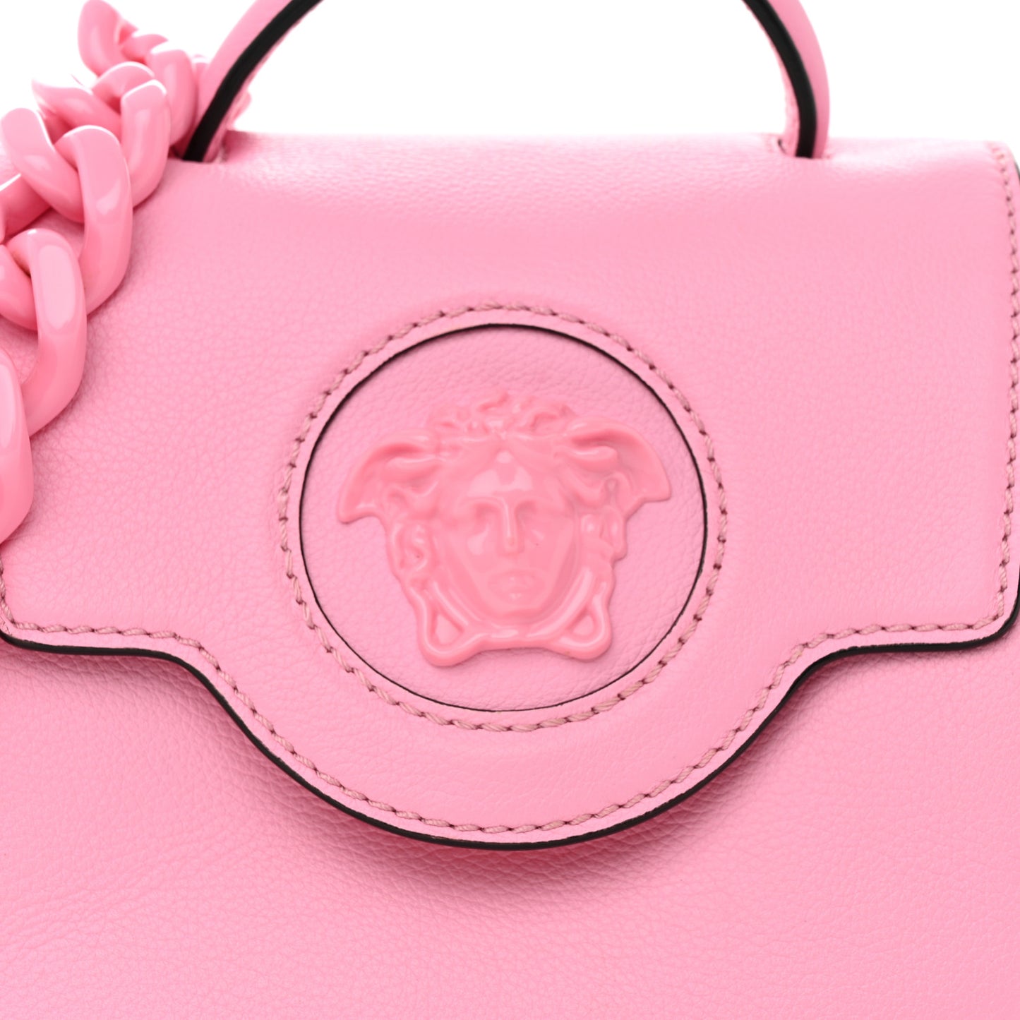 Grained Calfskin Small La Medusa Top Handle Bag Pink
