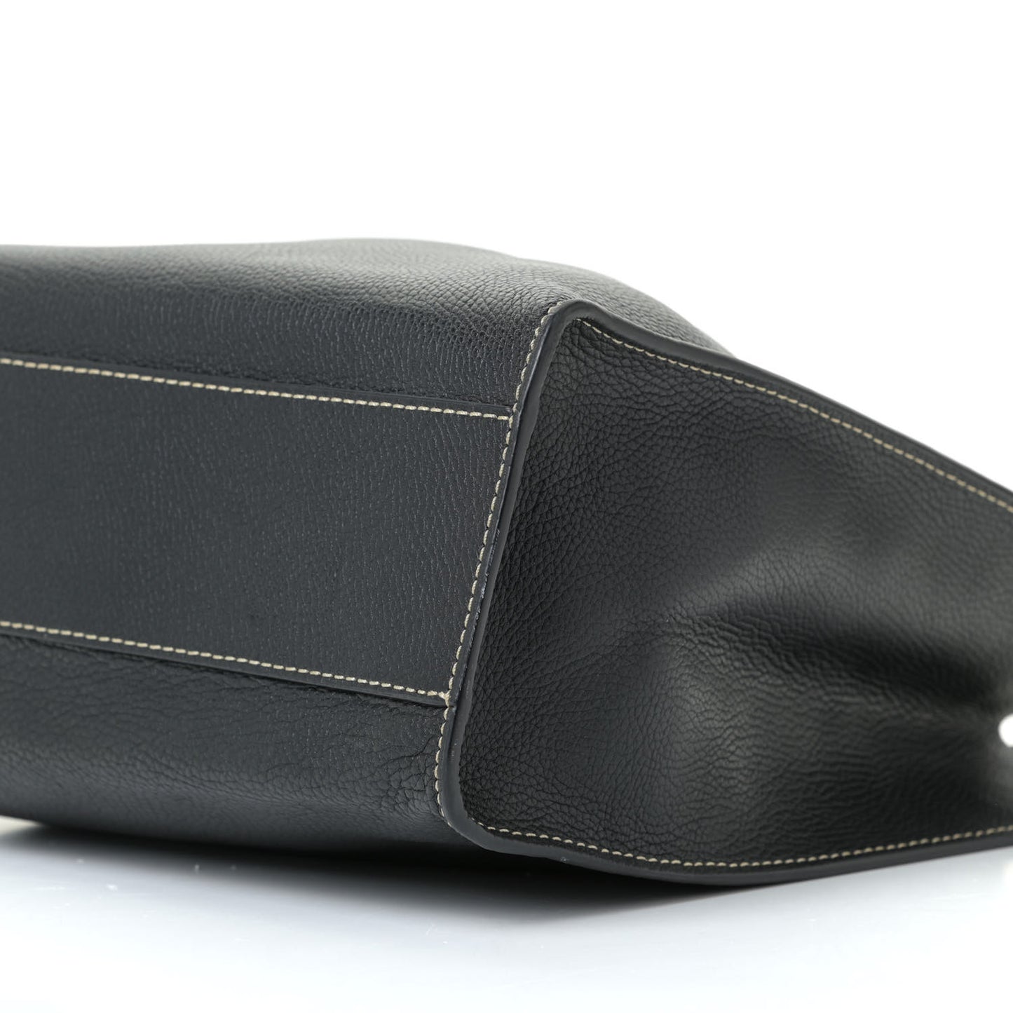 Grained Calfskin Grind Shopper Tote Black