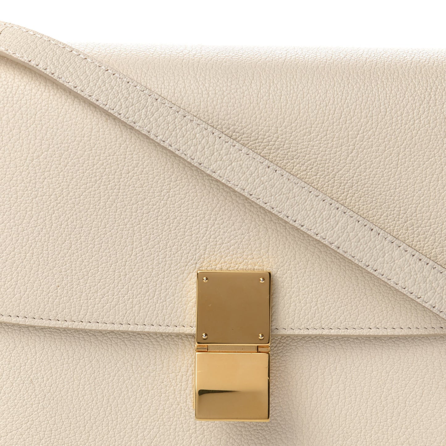 Goatskin Medium Classic Box Flap Bag White
