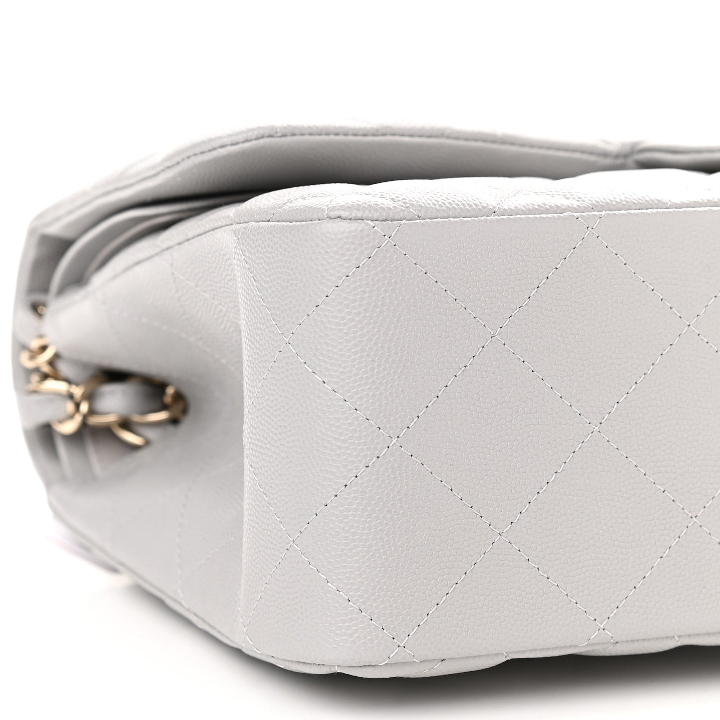 Caviar Quilted Jumbo Double Flap Grey