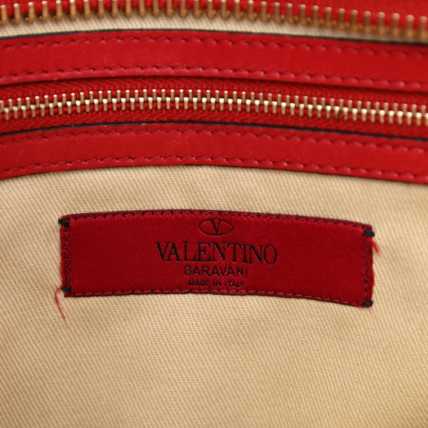 Vitello Rockstud Double Handle Tote Red