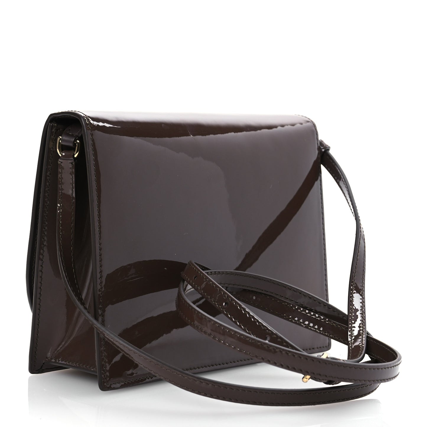Patent DG Logo Flap Crossbody Bag Fango Brown