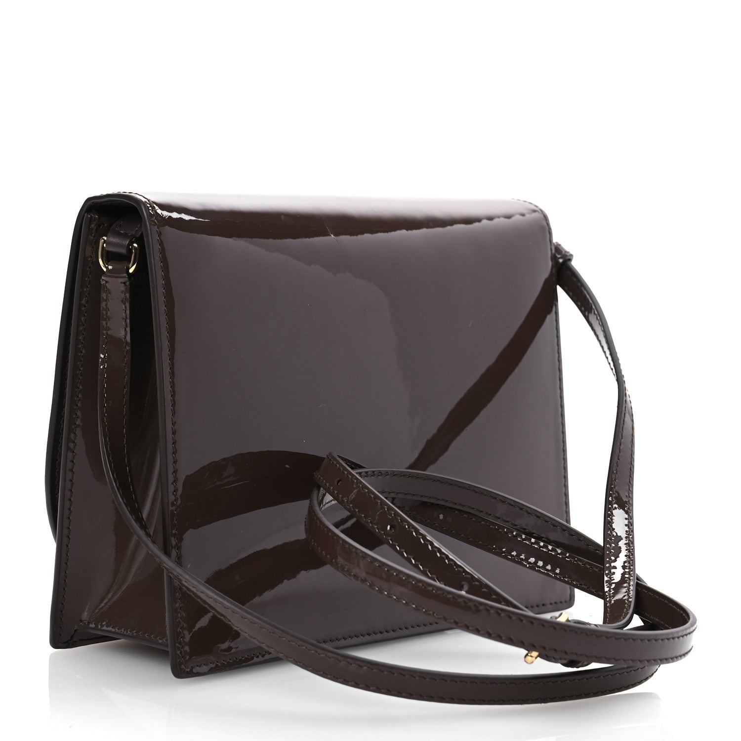 Dolce & Gabbana Patent DG Logo Flap Crossbody Bag Fango Brown 3 of 11