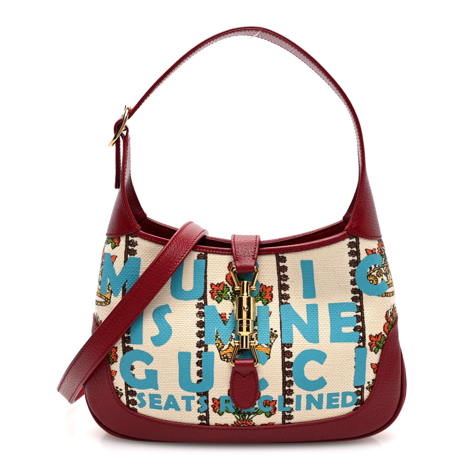 Gucci Canvas Calfskin 100 Centennial Music Small Jackie 1961 Hobo Ivory Red 1 of 9
