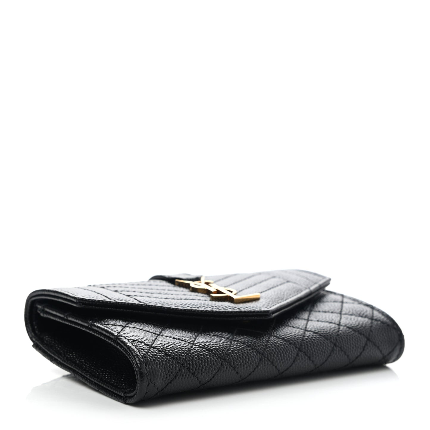 Grain De Poudre Textured Mixed Matelasse Triquilt Small Monogram Envelope Wallet Black