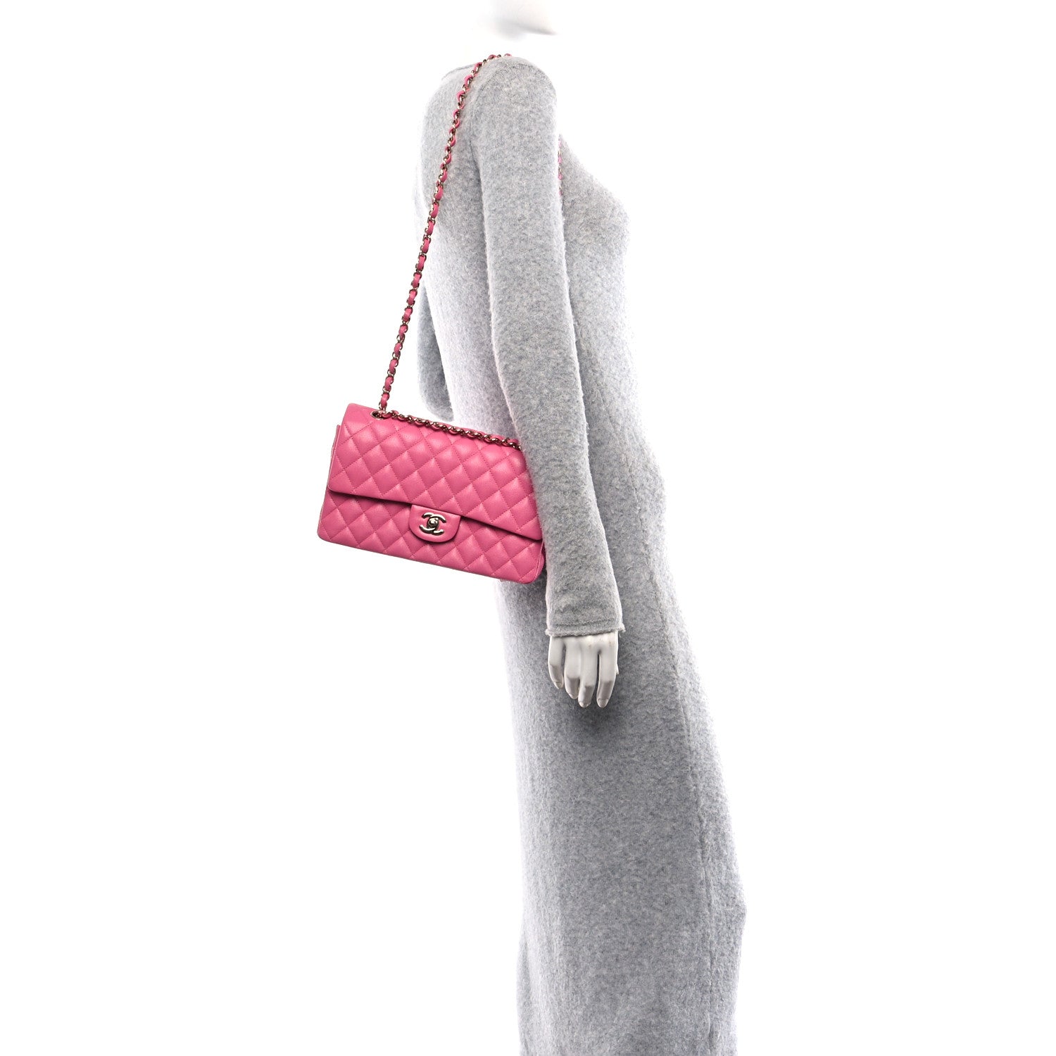 Chanel Caviar Quilted Medium Double Flap Pink 2 of 11