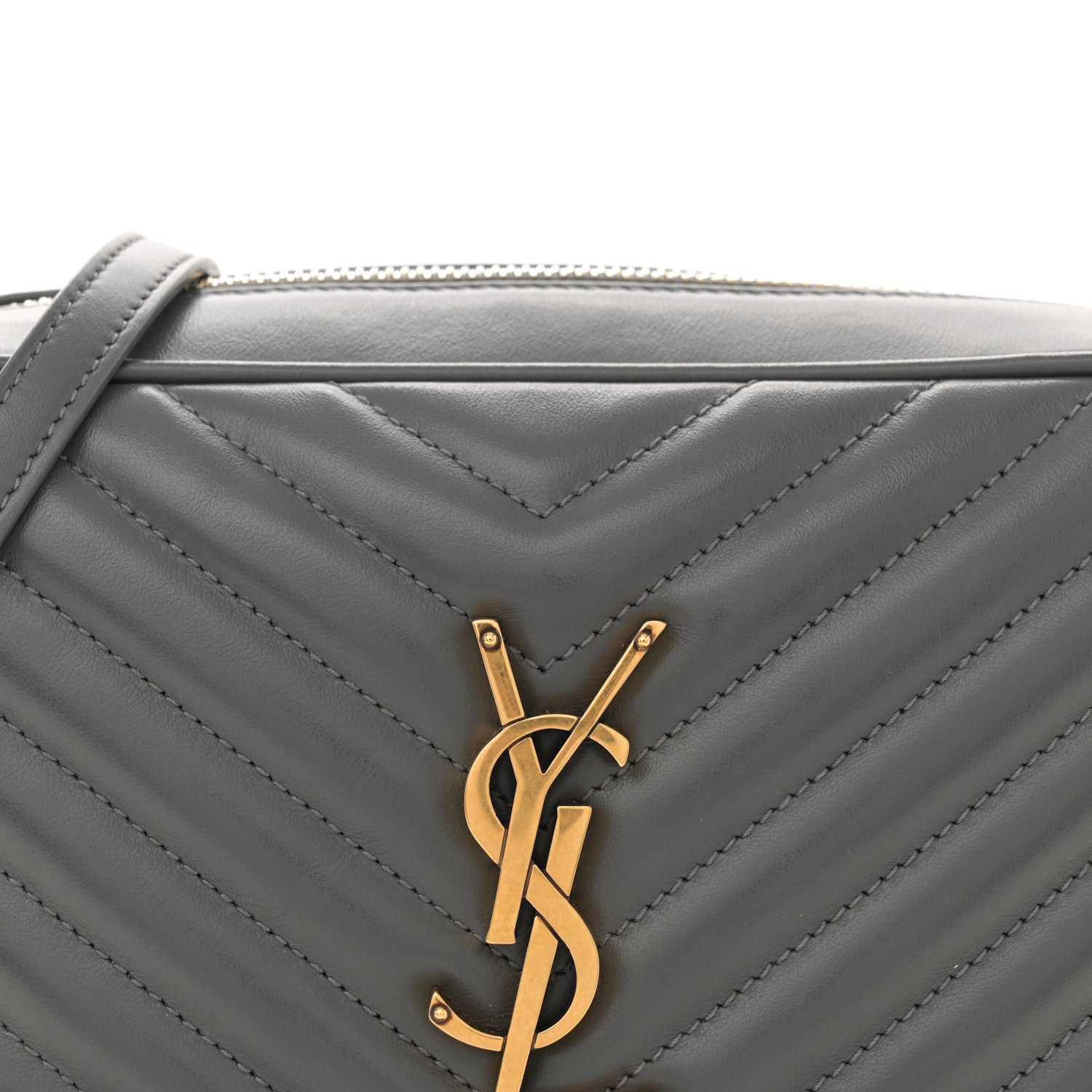 Saint Laurent Calfskin Matelasse Monogram Lou Camera Bag Storm 8 of 12