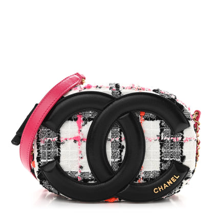 Chanel Tweed Lambskin Quilted Coco Midnight Camera Case White Black Multicolor 1 of 11