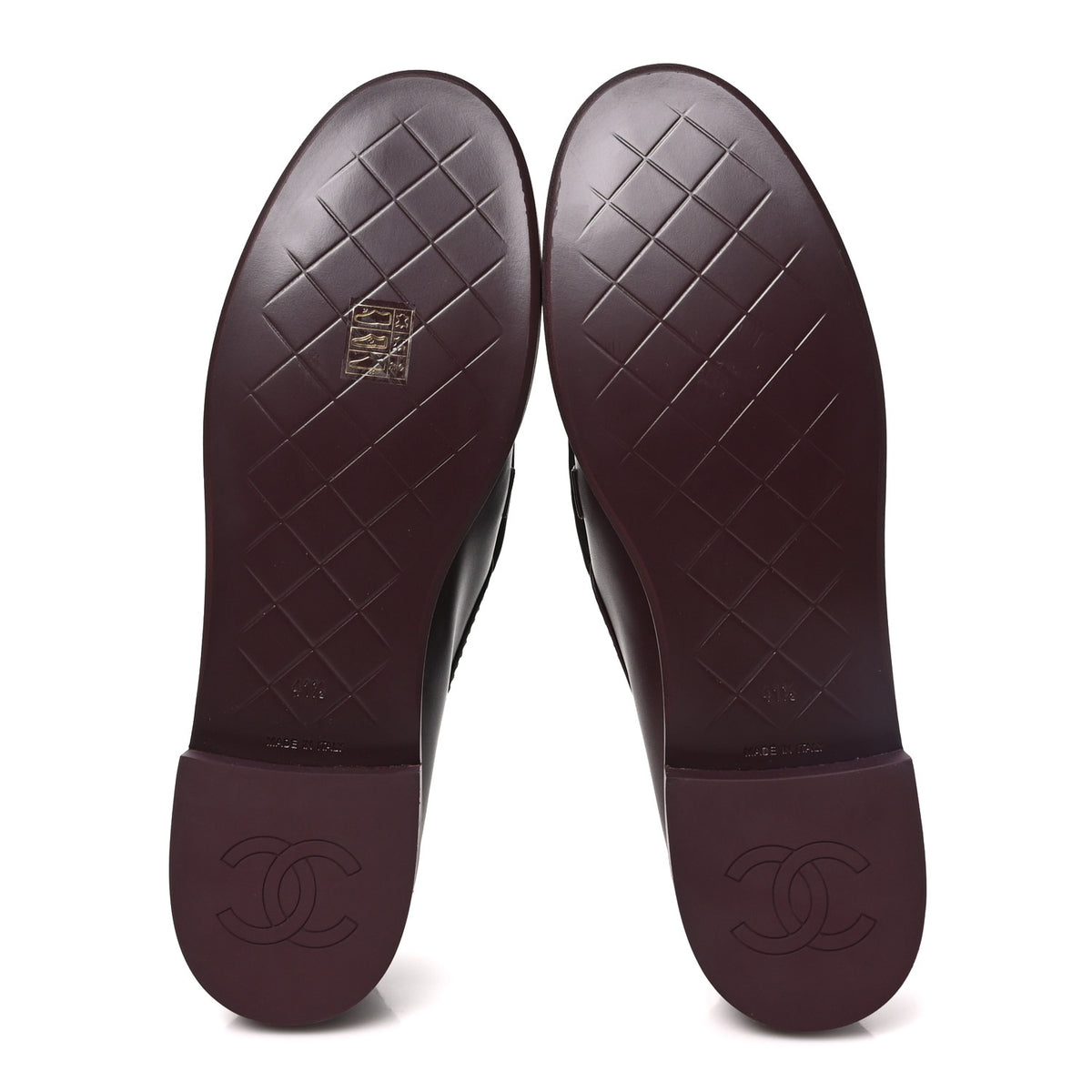 Calfskin Quilted CC Turnlock Loafers 41.5 Burgundy