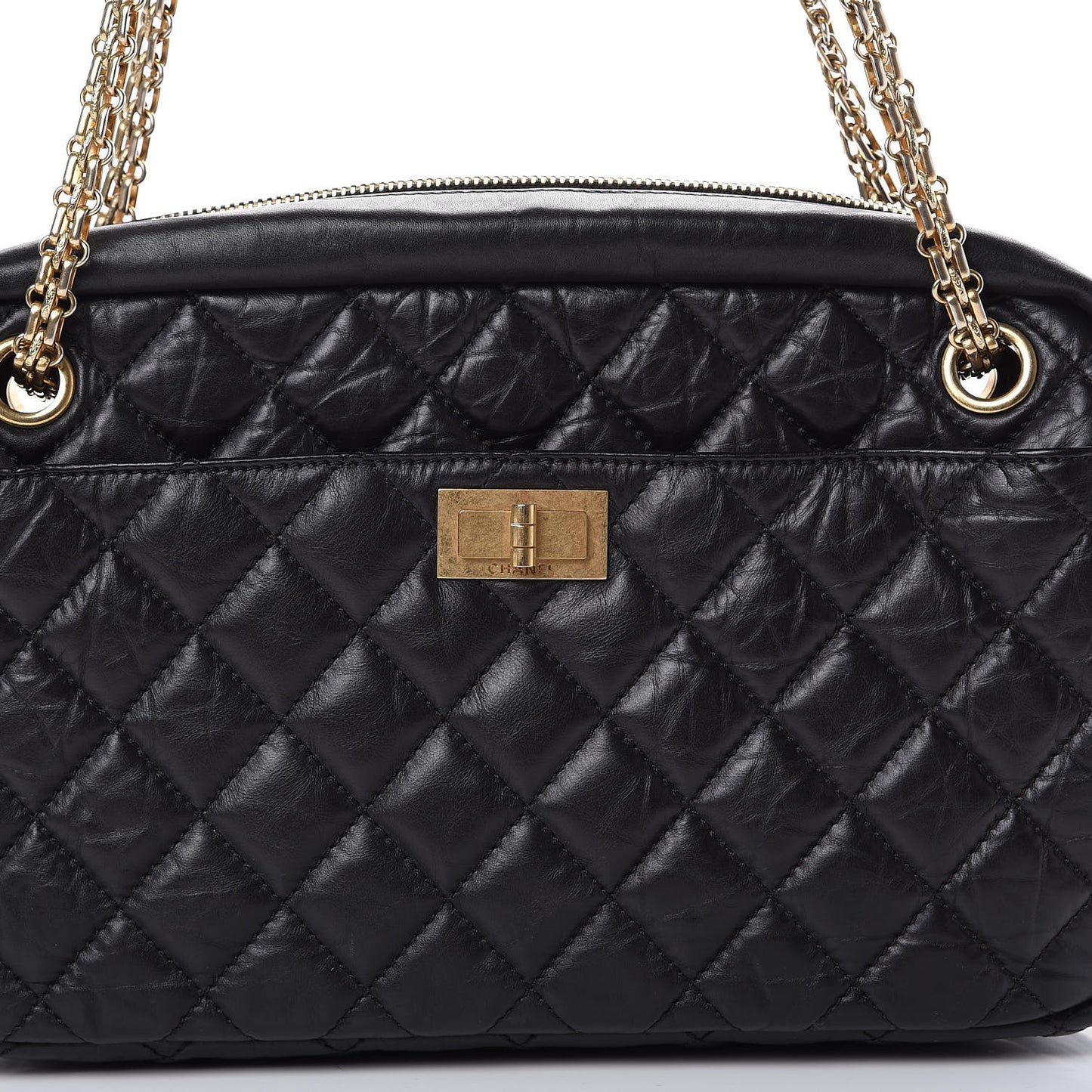 Aged Calfskin Quilted Medium Reissue Camera Case Black