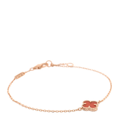 Van Cleef & Arpels 18K Rose Gold Carnelian Sweet Alhambra Bracelet 1 of 3