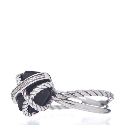 David Yurman Sterling Silver Diamond Black Onyx 10mm Cable Wrap Ring 59 8.75 3 of 5
