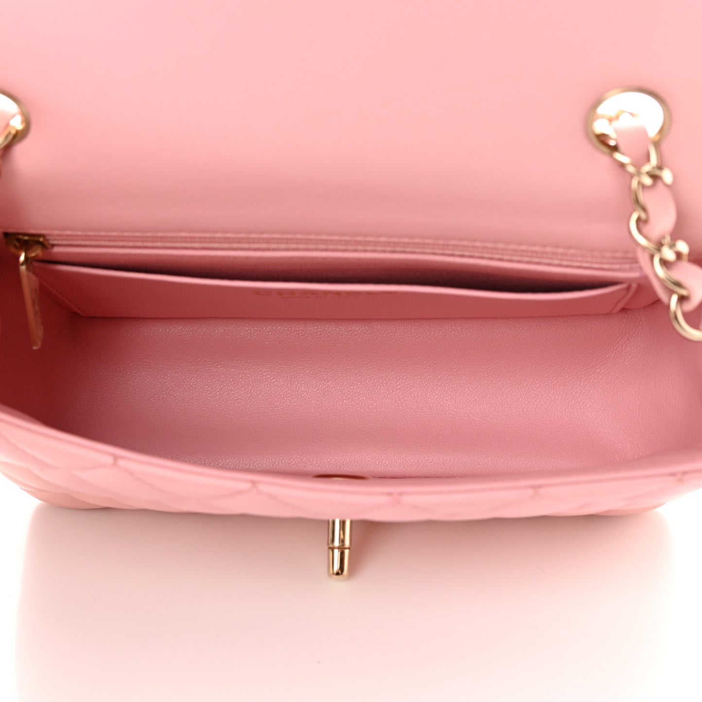 Lambskin Quilted Mini Rectangular Flap Pink