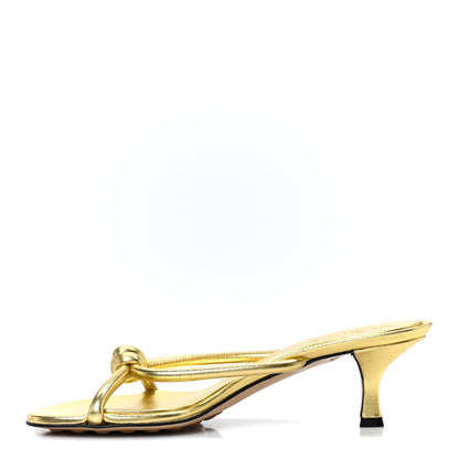 Bottega Veneta Metallic Nappa Blink Knot Mule Sandals 37.5 Gold 1 of 10