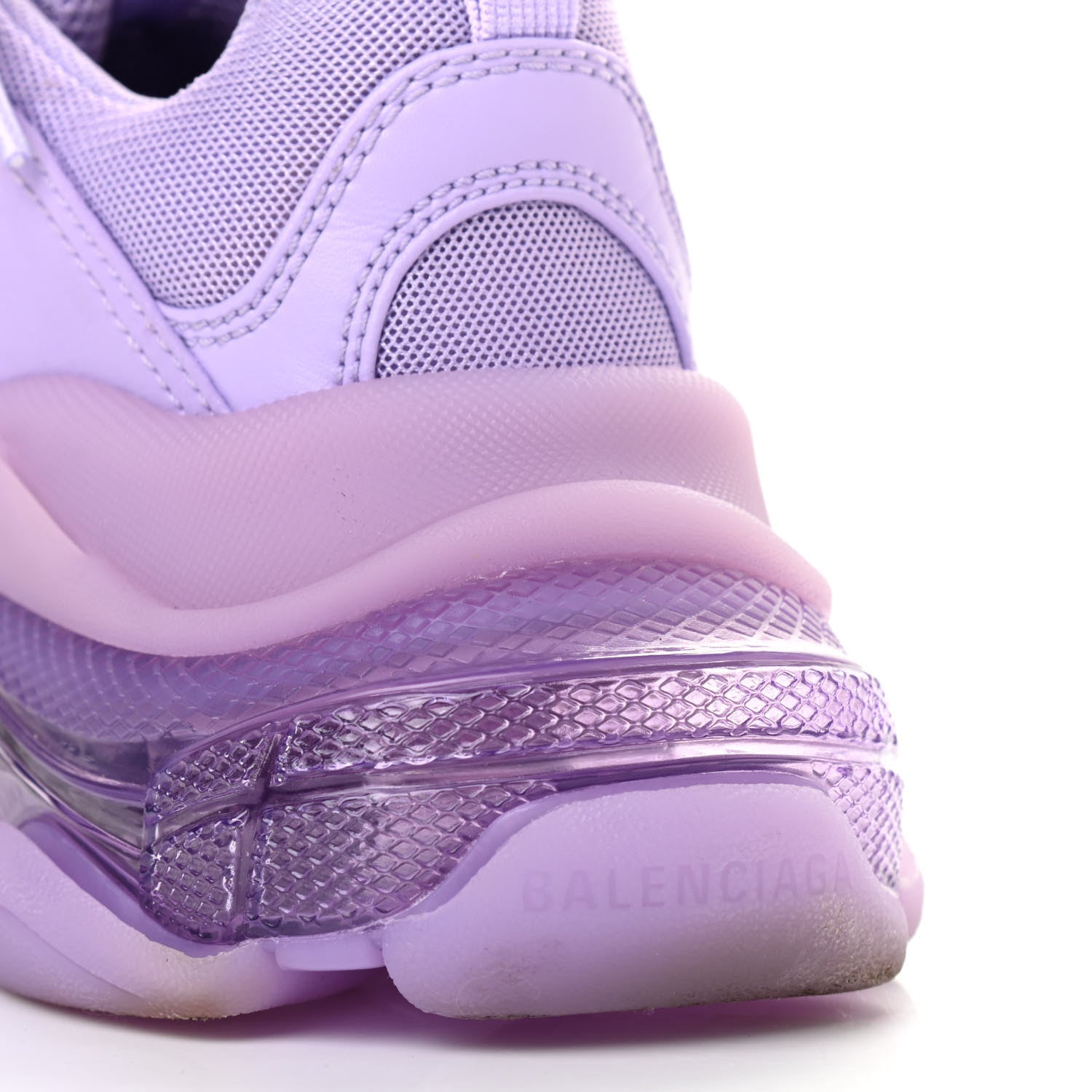 Balenciaga Fabric Mesh Clear Sole Womens Triple S Sneakers 37 Light Lilac White 10 of 14
