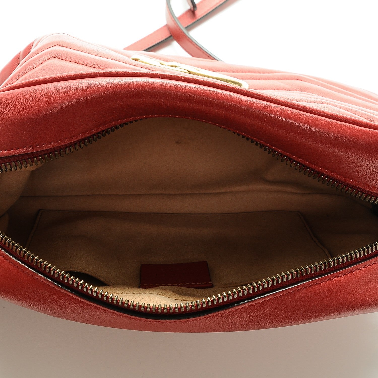 Gucci Calfskin Matelasse Small GG Marmont Chain Shoulder Bag Hibiscus Red 5 of 7