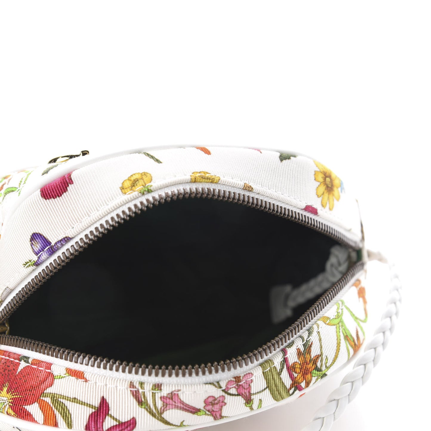 Canvas Flora Floral Trapuntata Small Zumi Dome Shoulder Bag White
