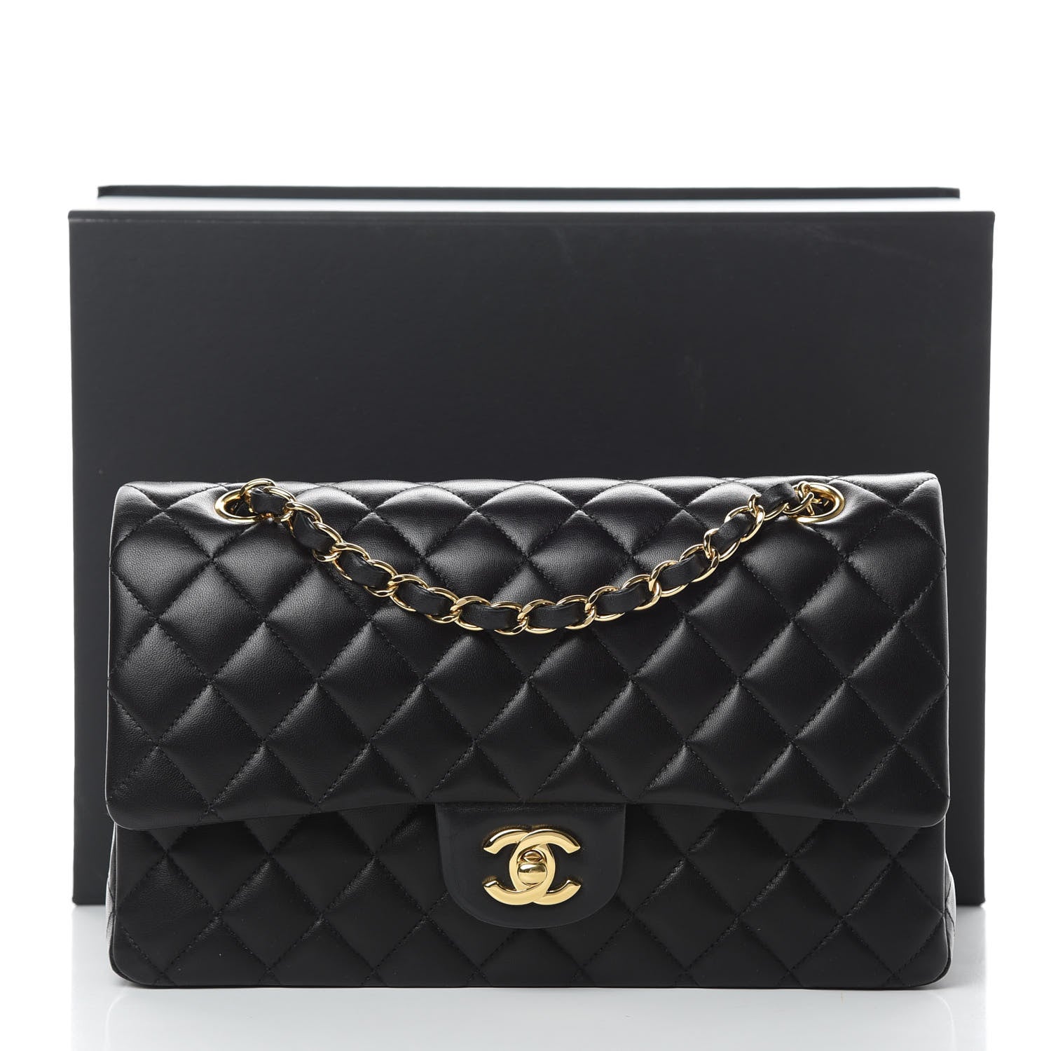 Chanel Lambskin Quilted Medium Double Flap Black 13 of 13