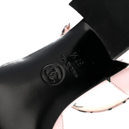 Chanel Printed Lambskin Coco Beach Sandals 37.5 Light Pink Black 7 of 10
