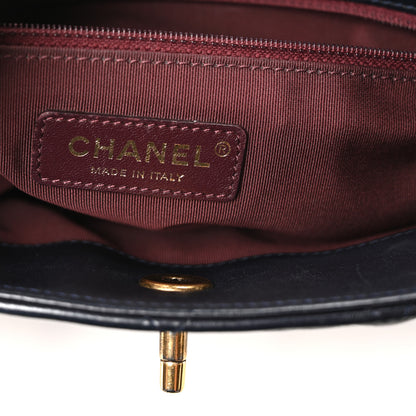 Chanel Calfskin Quilted Large Gold Bar Top Handle Tote Dark Navy Blue 6 of 10