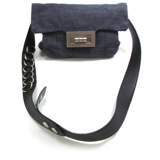 Chanel Denim Jersey Stitched Mademoiselle Messenger Bag 3 of 9