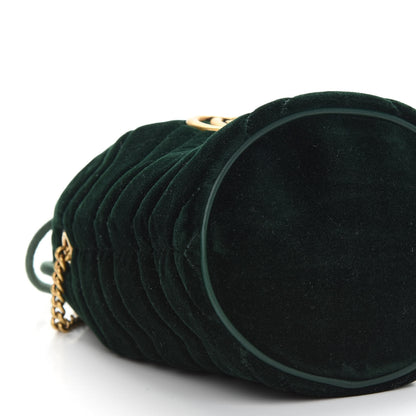 Gucci Velvet Matelasse Mini GG Marmont 2.0 Bucket Bag Dark Green 7 of 8