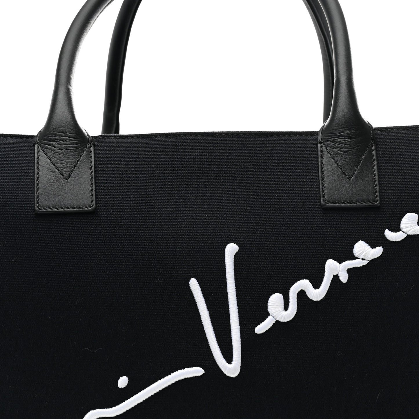 Canvas Suppler Calfskin Cabas GV Signature Tote Black