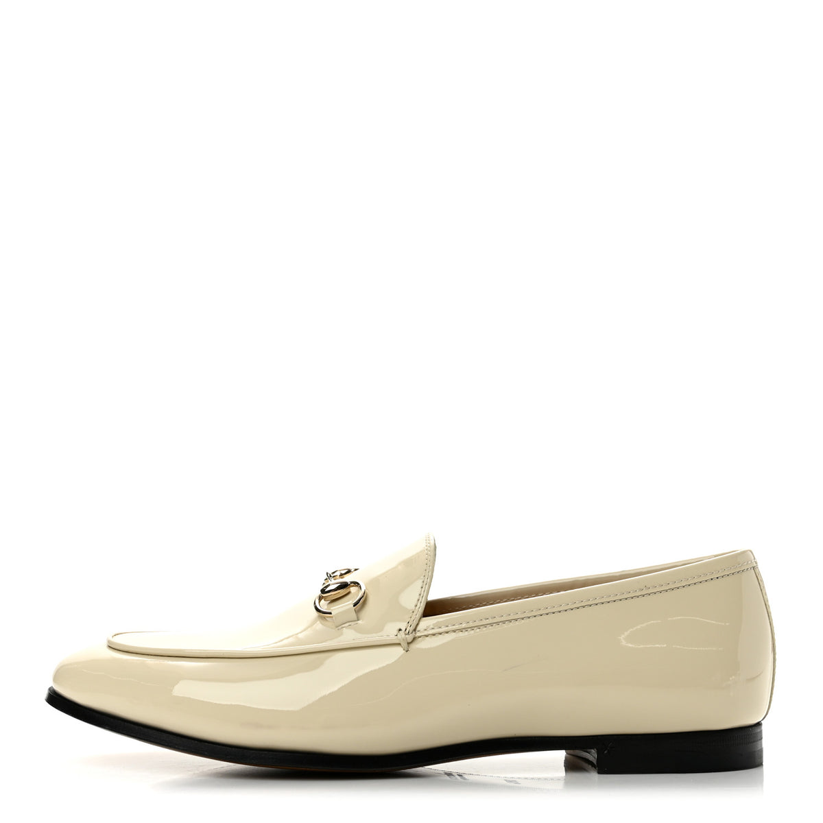 Gucci Patent Womens Jordaan Loafers 38.5 New Ivory 1 of 11
